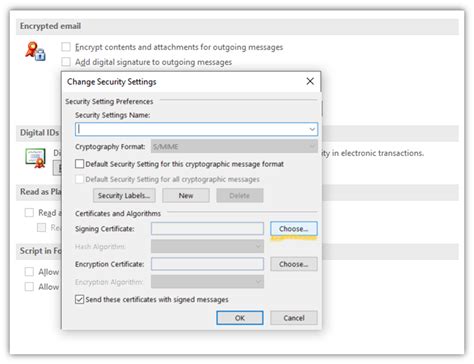 how to encrypt Outlook certificates